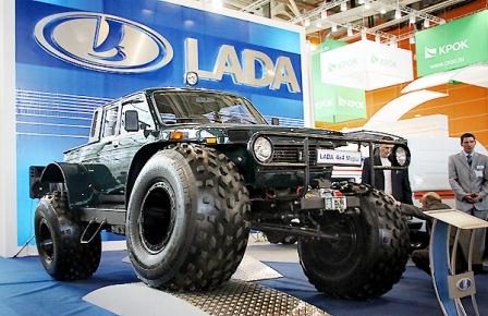 Lada with low pressure tyres and Avtoros wheels